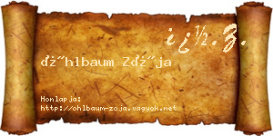 Öhlbaum Zója névjegykártya